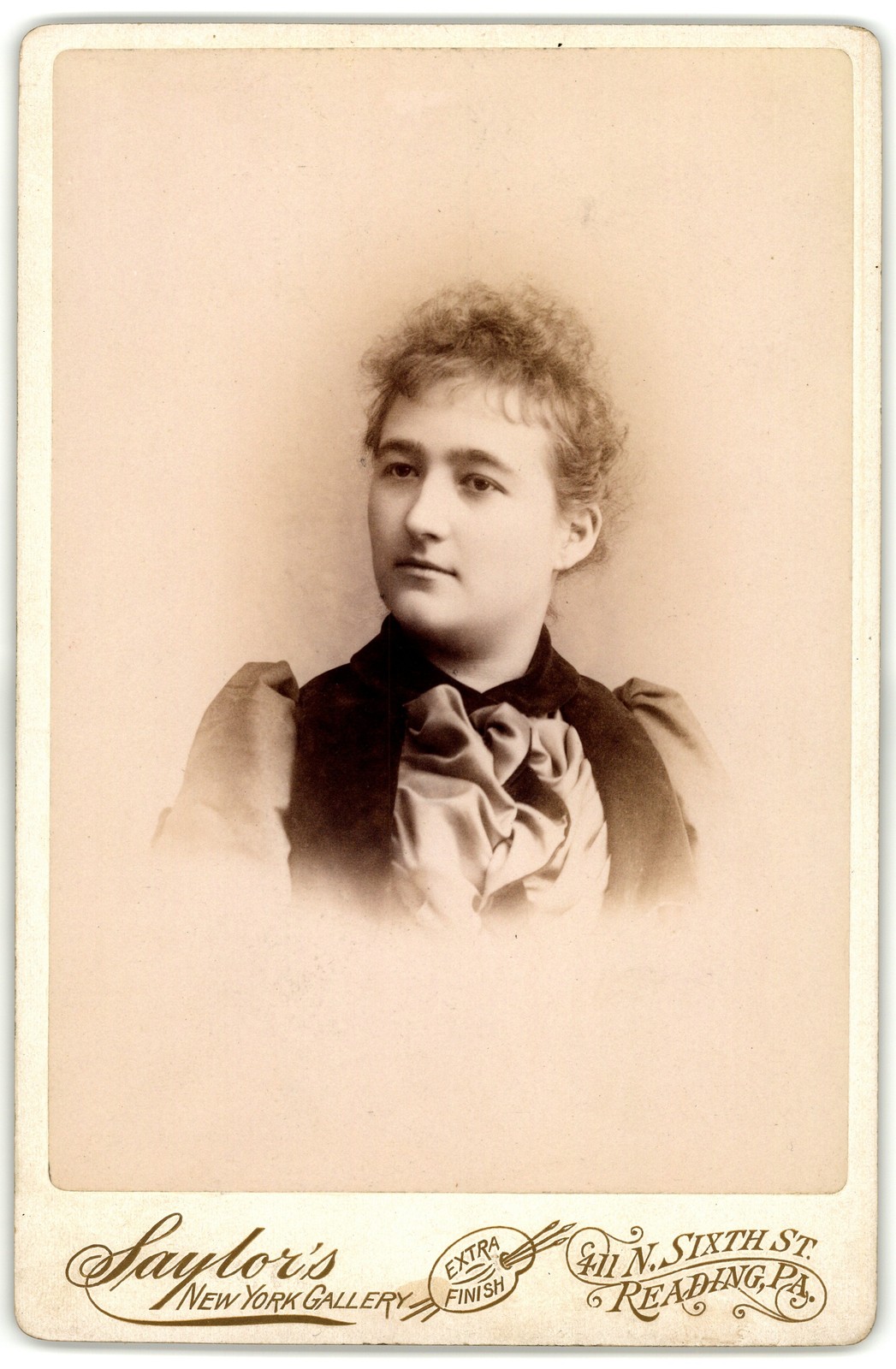 Antique Cabinet Card Circa 1890s Saylor\'s NY Gallery Victorian Reading PA