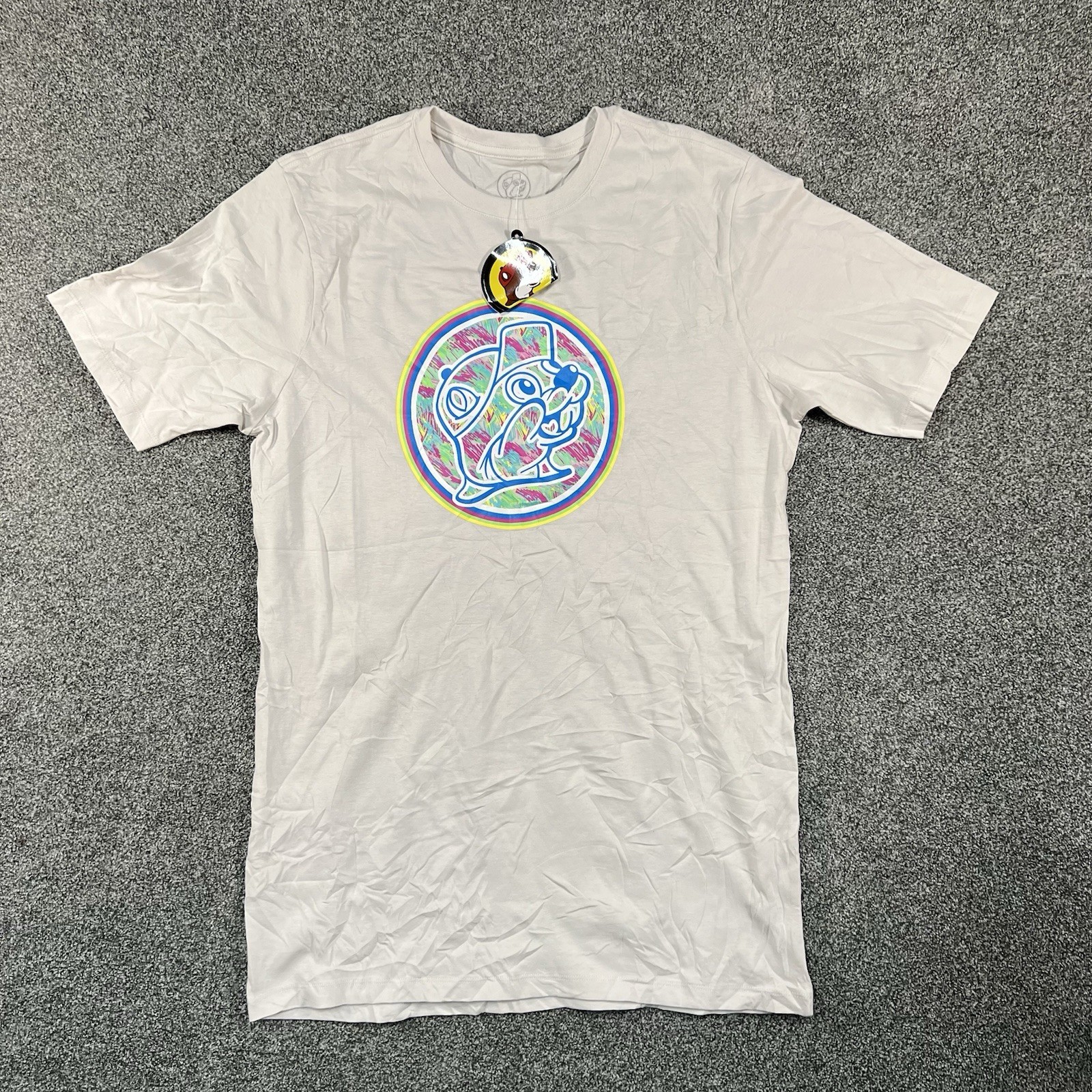 Buc-ee\'s Men’s M Tie Dye Beaver Logo Graphic T-Shirt White Short Sleeve NWT
