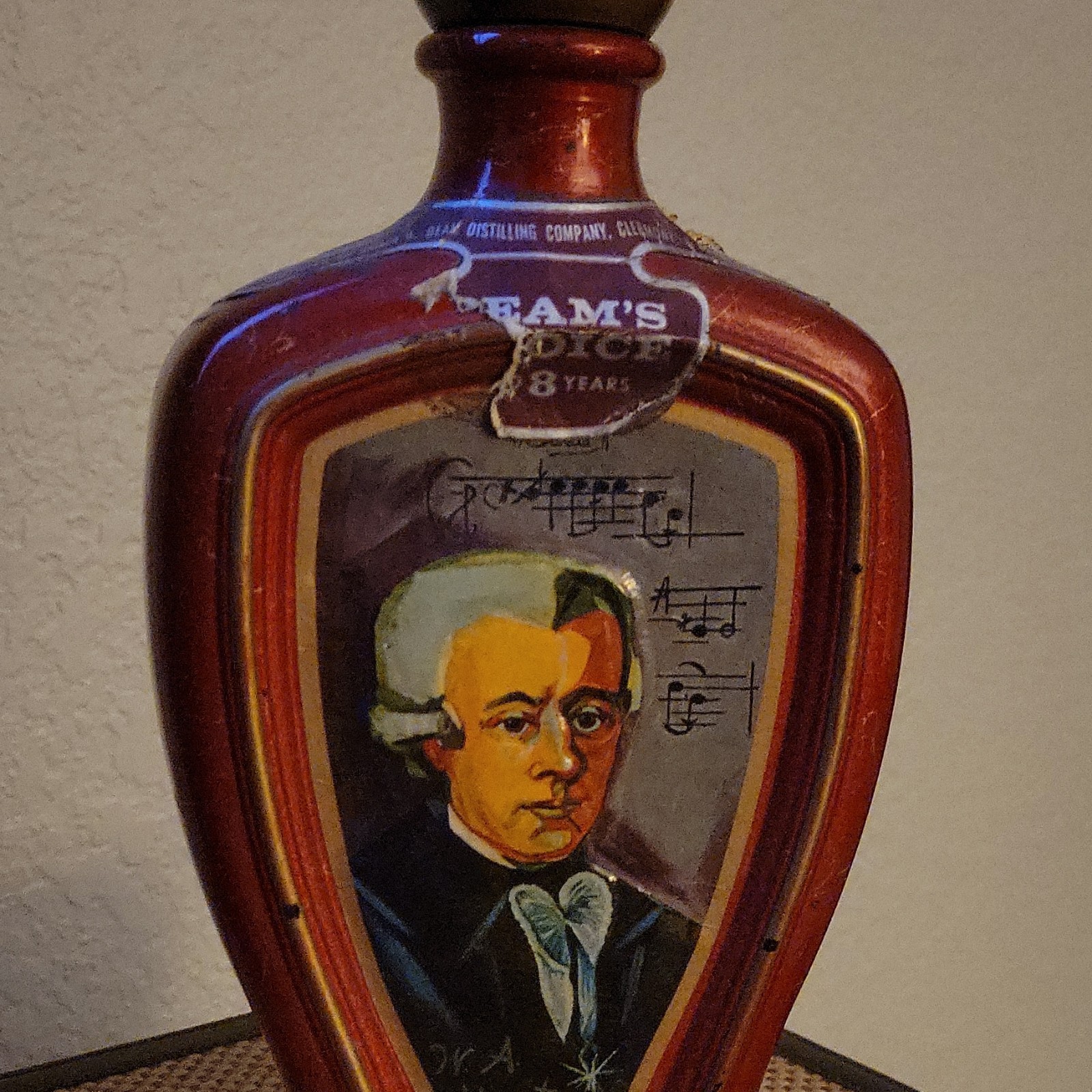 Vintage Jim Beam Beam's Choice Mozart Bottle, Decanter, Red