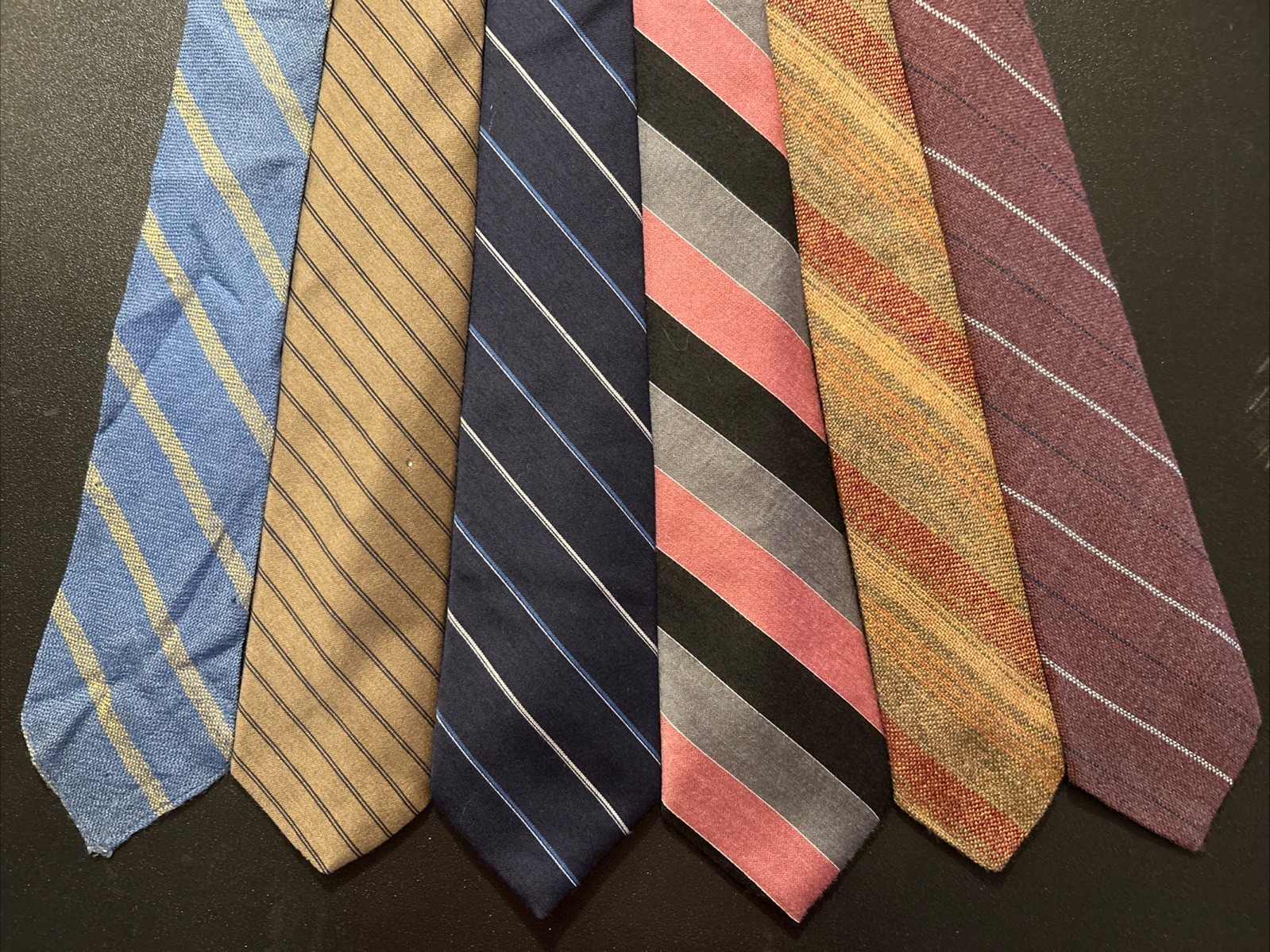 Vintage 6 Pc Lot of 100% Wool Striped Ties Tie Lot USA Made Quality Ireland