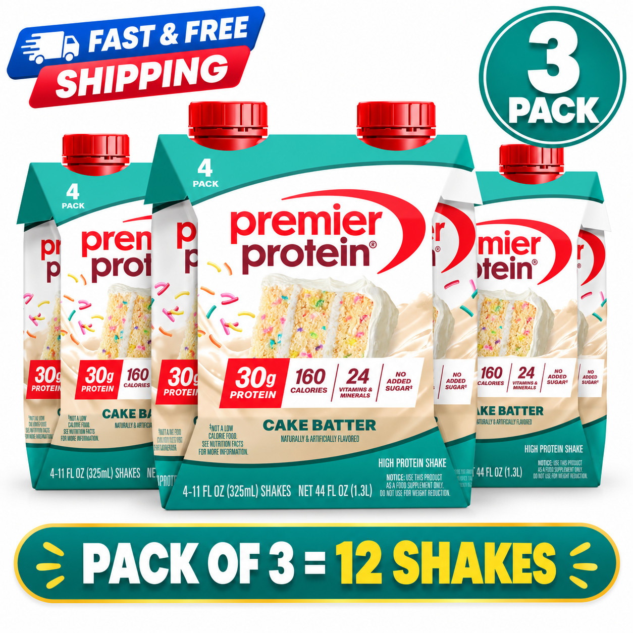 Premier Protein Shake, Cake Batter Delight, 30g Protein, 11 fl oz, 12 Ct