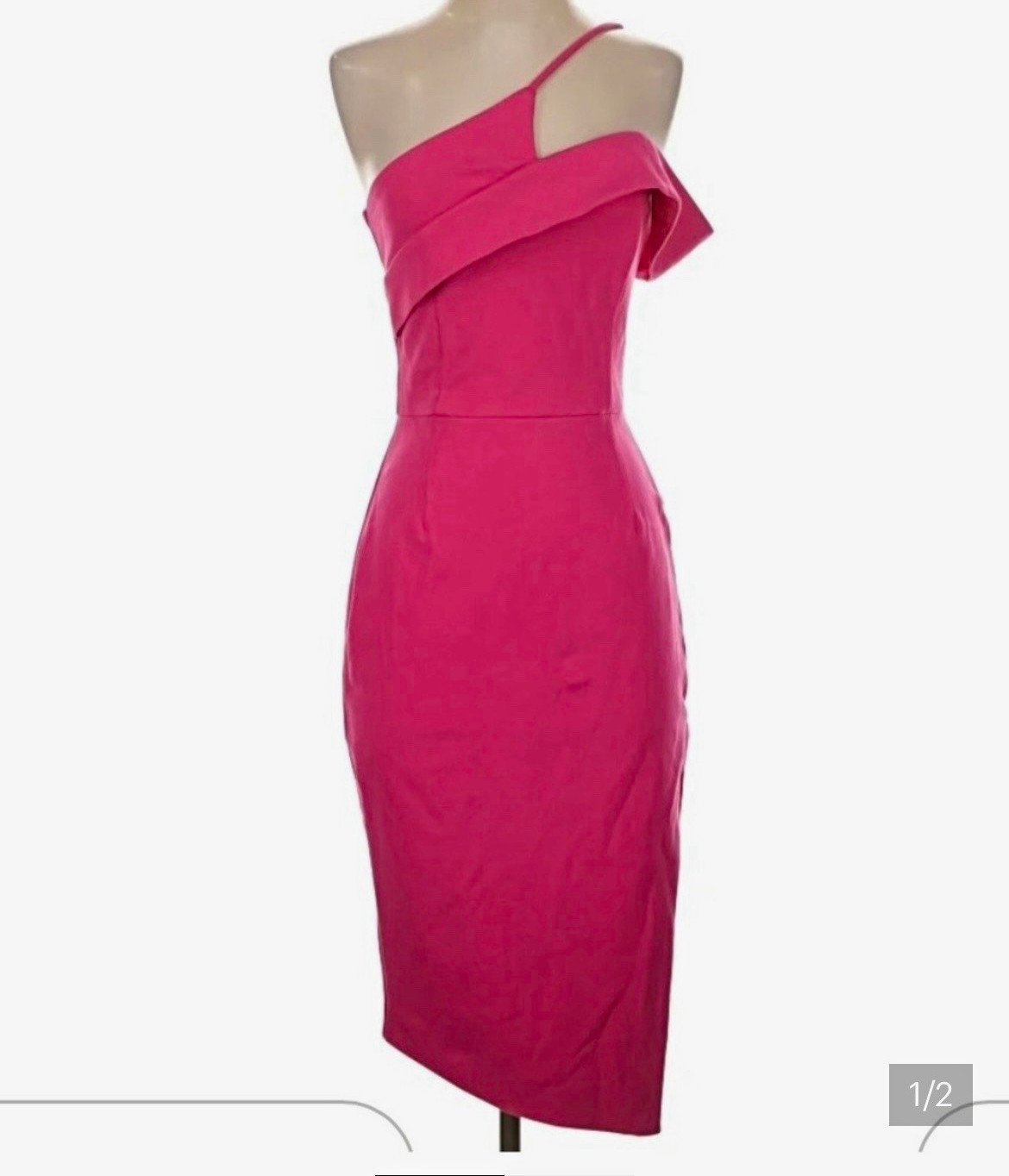 Lavish Alice Pink One Shoulder Sleeveless Sheath Midi Dress Size 8 Zip
