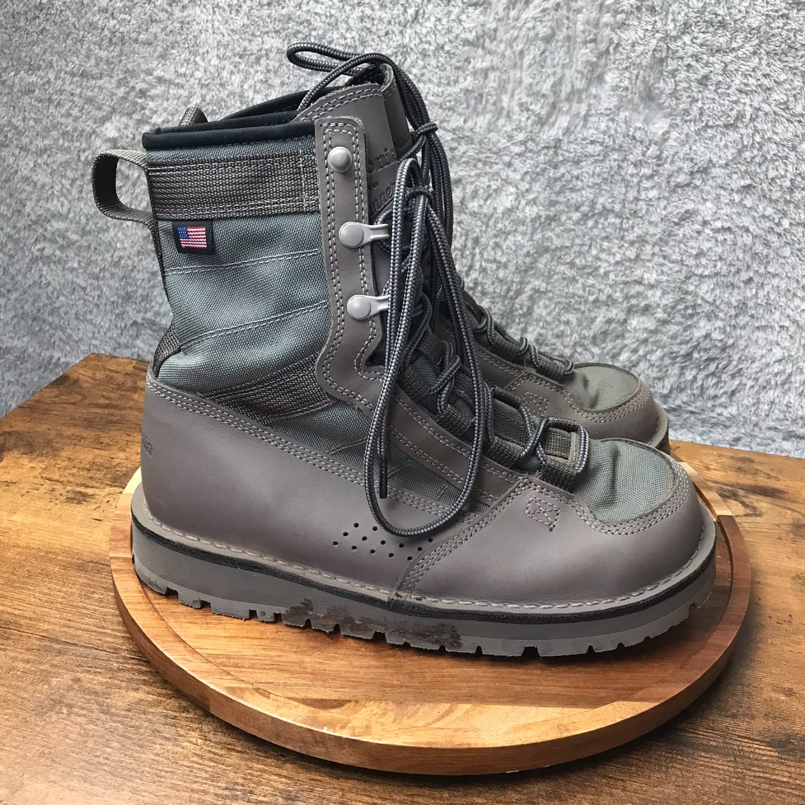 Patagonia x Danner River Salt Wading Boots Mens 7M Gray Leather Canvas Outdoor