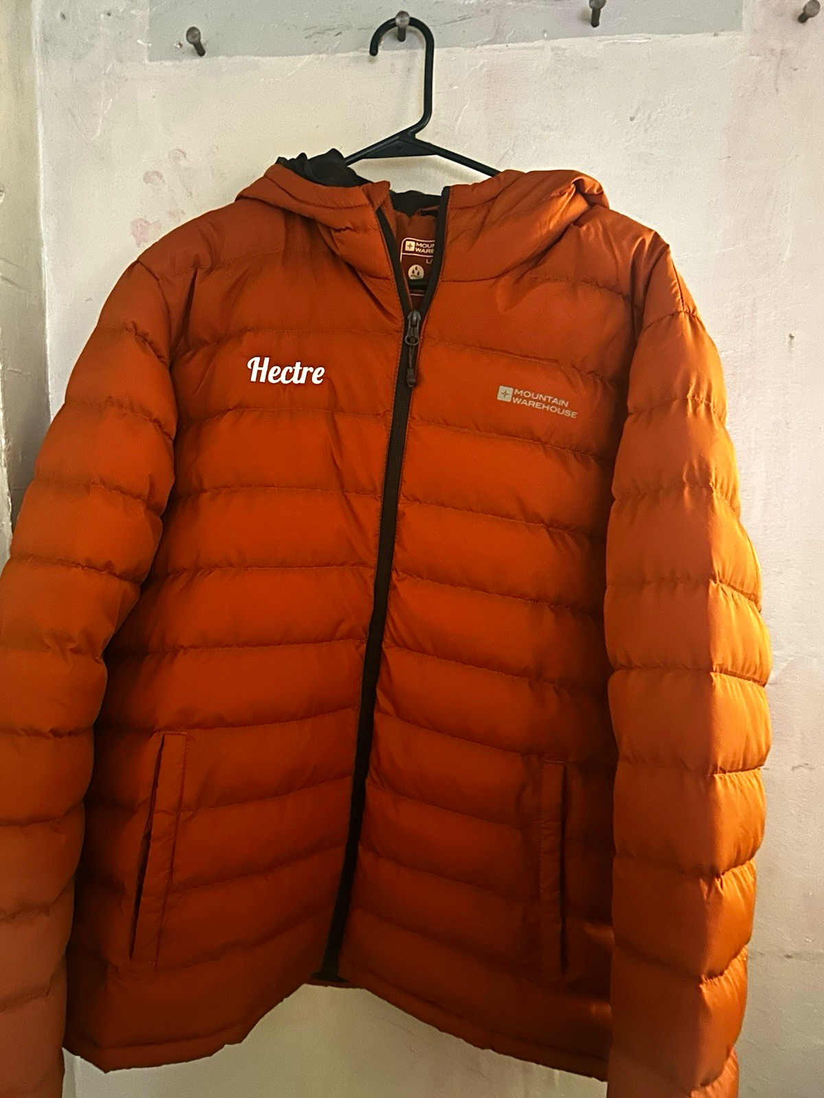 Mountain Warehouse Men’s Orange Hooded Water Resistant Puffer Jacket Zip L