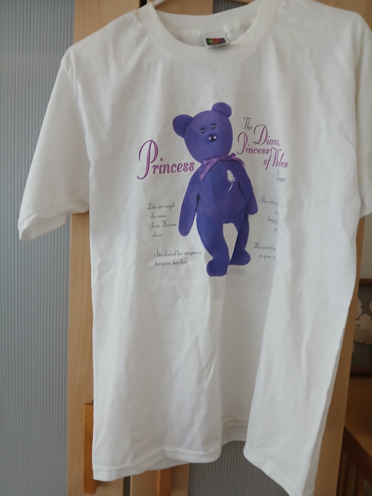Vintage 1998 Princess Diana Beanie Baby T Shirt Medium White 90s NOS Never Worn