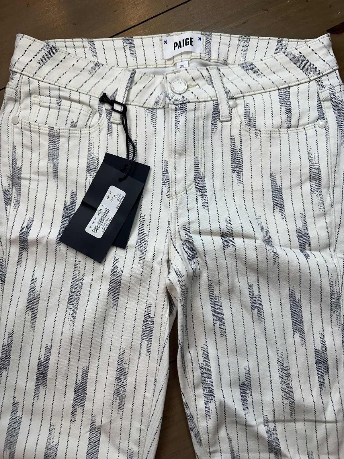 Paige Verdugo Ankle Skinny Jeans Womens 29 White Nori Print Transcend USA