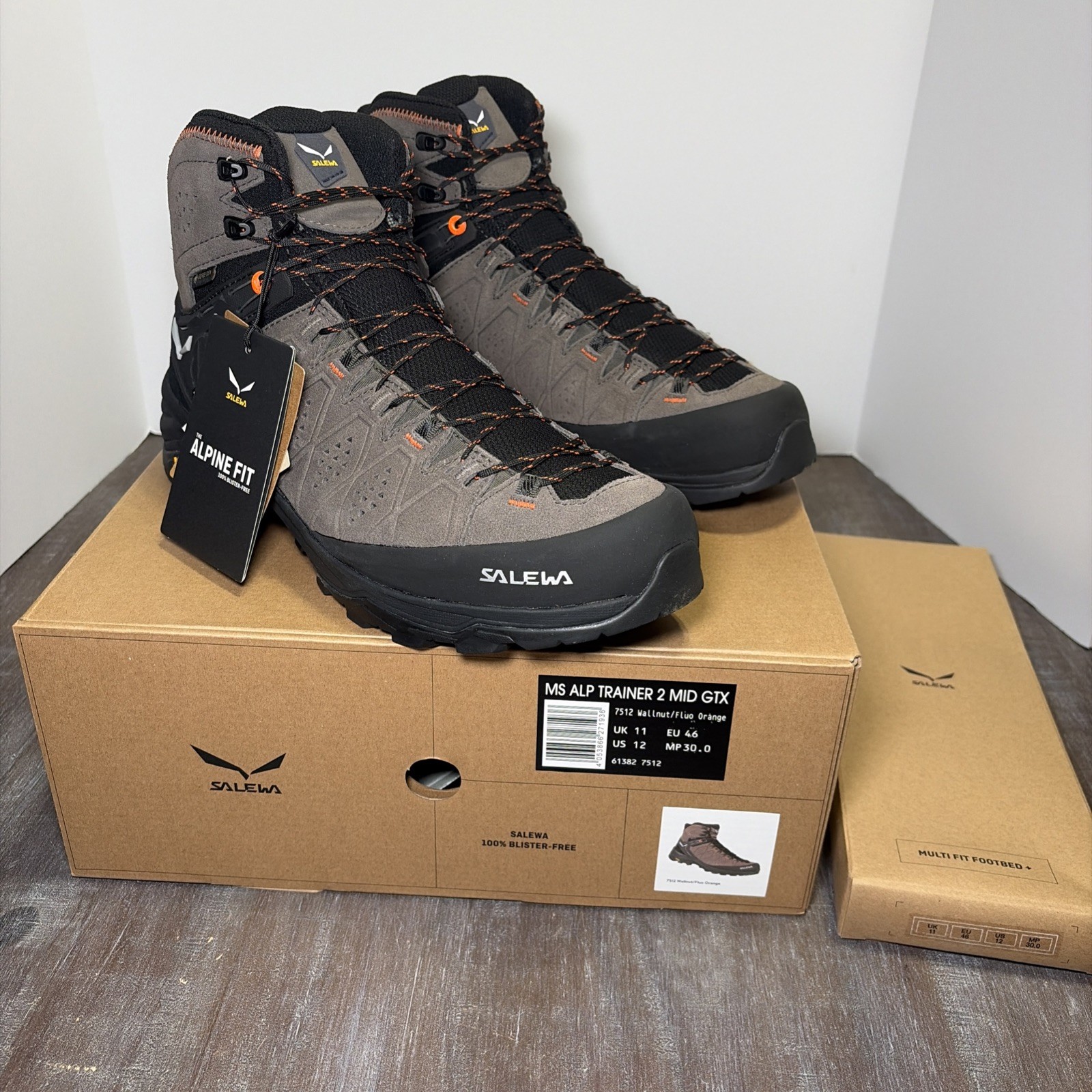 New Salewa MS Alp Trainer 2 Mid GTX M 61382-7512 Walnut/Orange Us Mens 12 Vibram