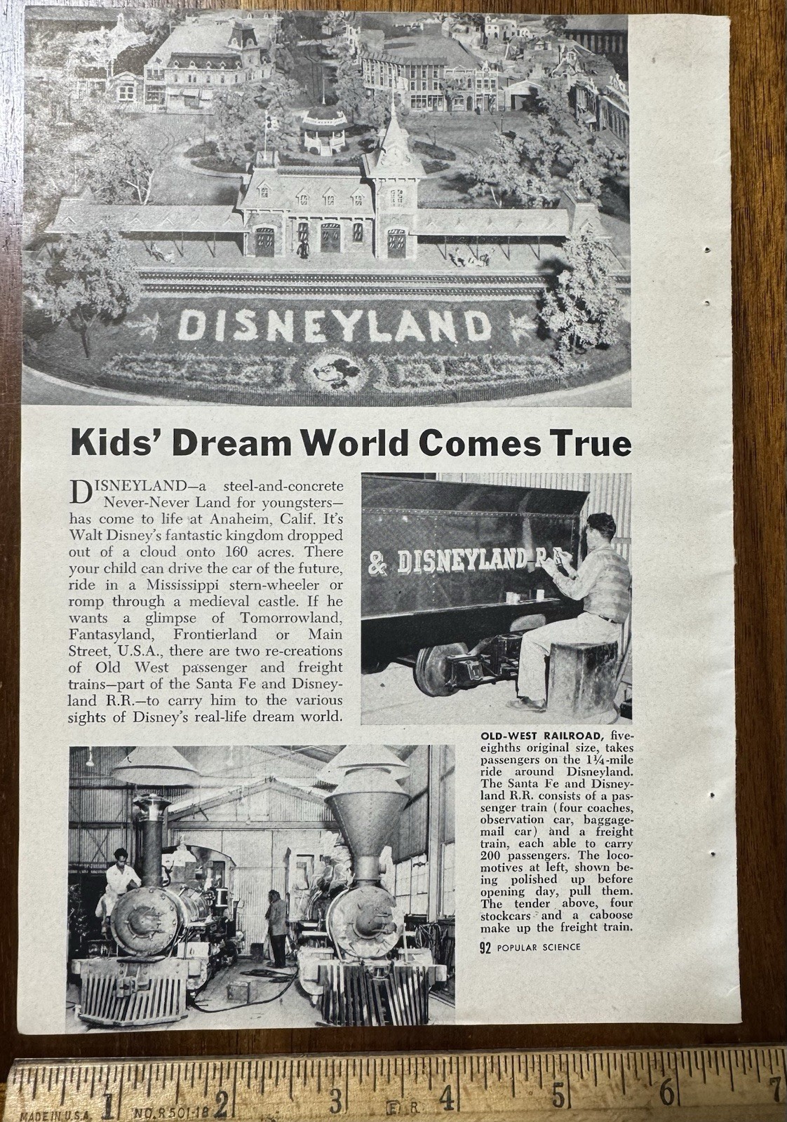 Vtg 1950s Magazine Article Walt Disney Disneyland Anaheim CA Railroad Vtg 1950s Magazine Article Walt Disney Disneyland Anaheim CA Railroad