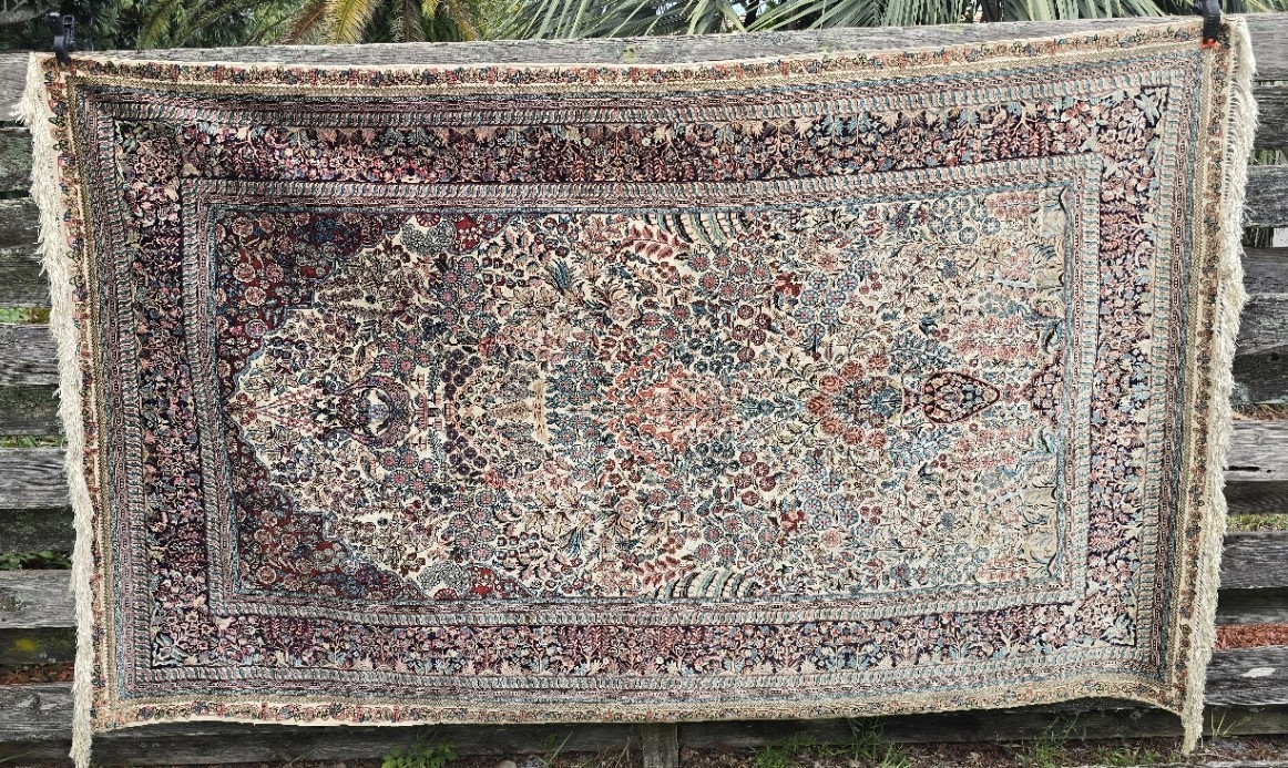 Vintage Fine Hand Knotted Oriental Rug 5x8 Tree of Life Birds Floral Pictorial