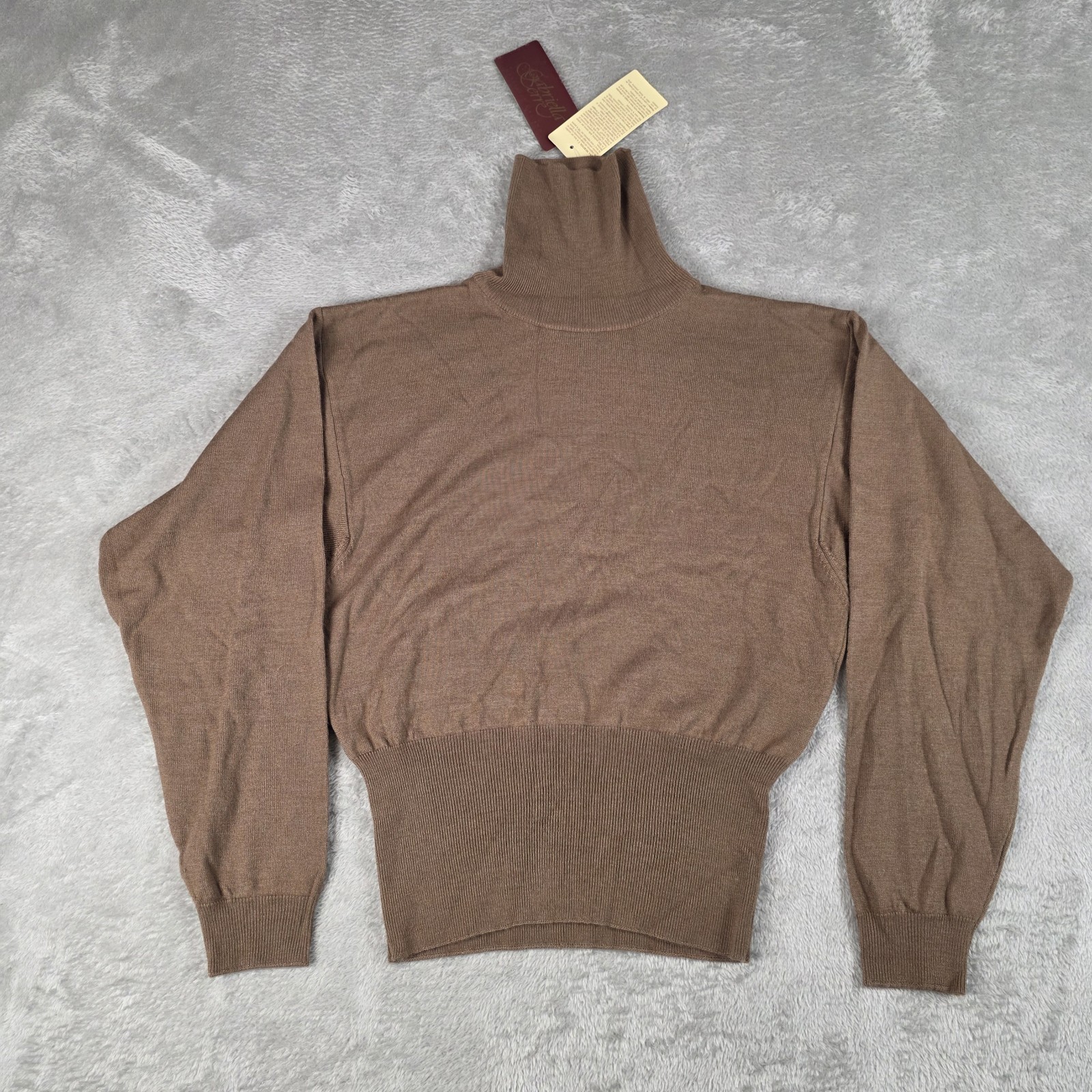 NWT Vintage Gabriella Serre Merino Wool Turtleneck Sweater M Brown Italy Batwing
