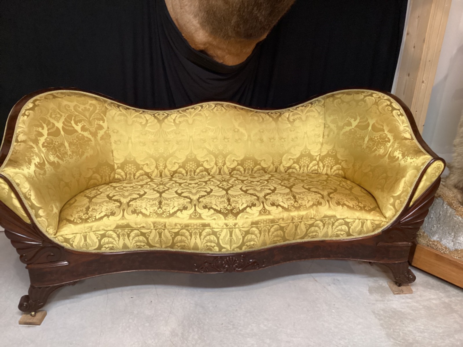 Antique Victorian Classical Sofa Grecian form circa 1835 mahogany attrb Meeks NY Antique Victorian Classical Sofa Grecian form circa 1835 mahogany attrb Meeks NY