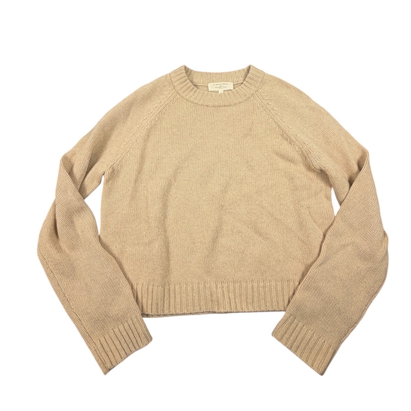 Sezane La Maille Sezane Women Sweater Yak Wool Knit Crewneck Raglan Beige Tan L Sezane La Maille Sezane Women Sweater Yak Wool Knit Crewneck Raglan Beige Tan L