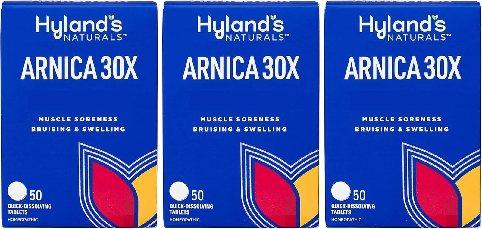 Hyland's Arnica 30x 50 Tablets (3 Pack = 150 Tablets), Bruising, Swelling, Mu...