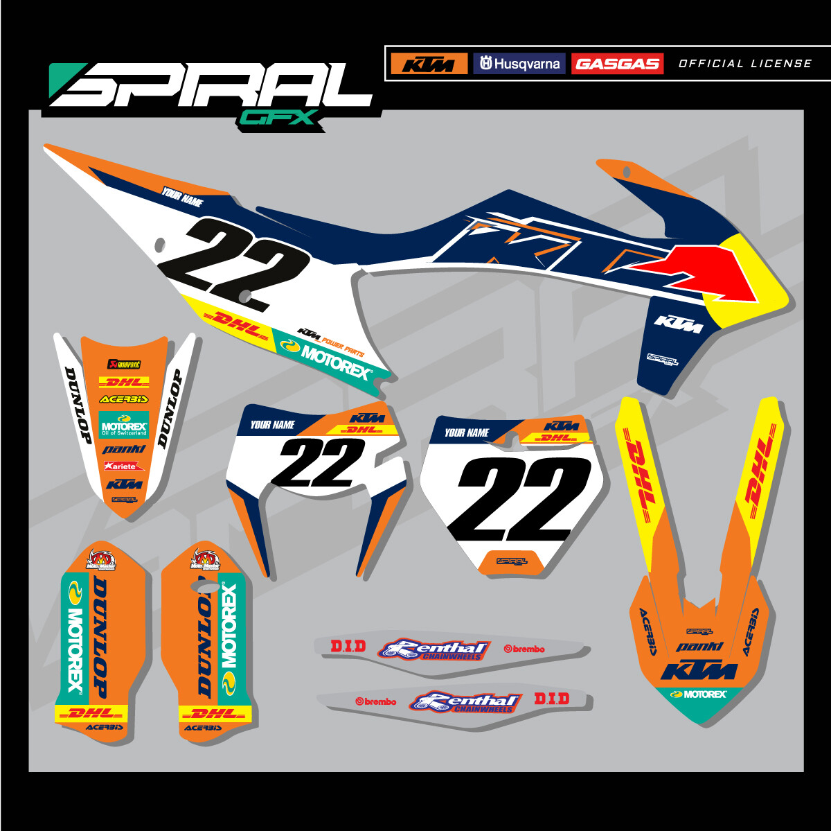 Custom MX Graphics Kit Factory Team KTM SX SXF 125 250 350 450 2022 ALL YEARS