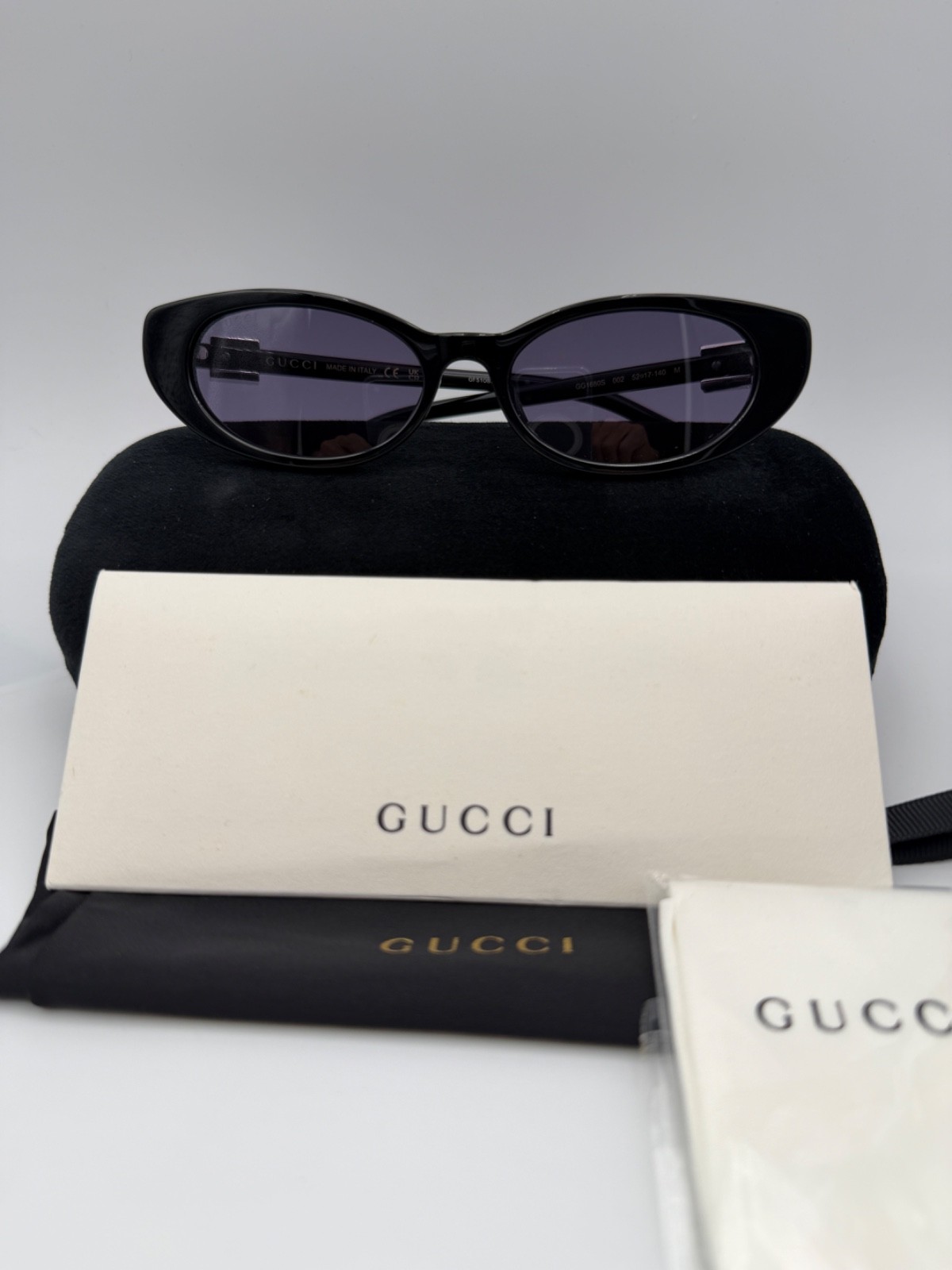 Gucci Sunglasses GG1680S 002 Black Grey Silver stones  52 17 140 w case