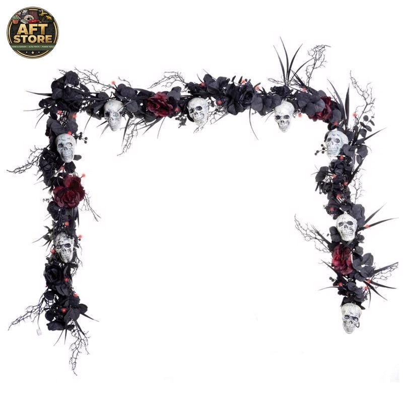 Ivy Bronx Red 50 ct. 9 ft. LED Skull Garland Halloween Decor Ivy Bronx Red 50 ct. 9 ft. LED Skull Garland Halloween Decor