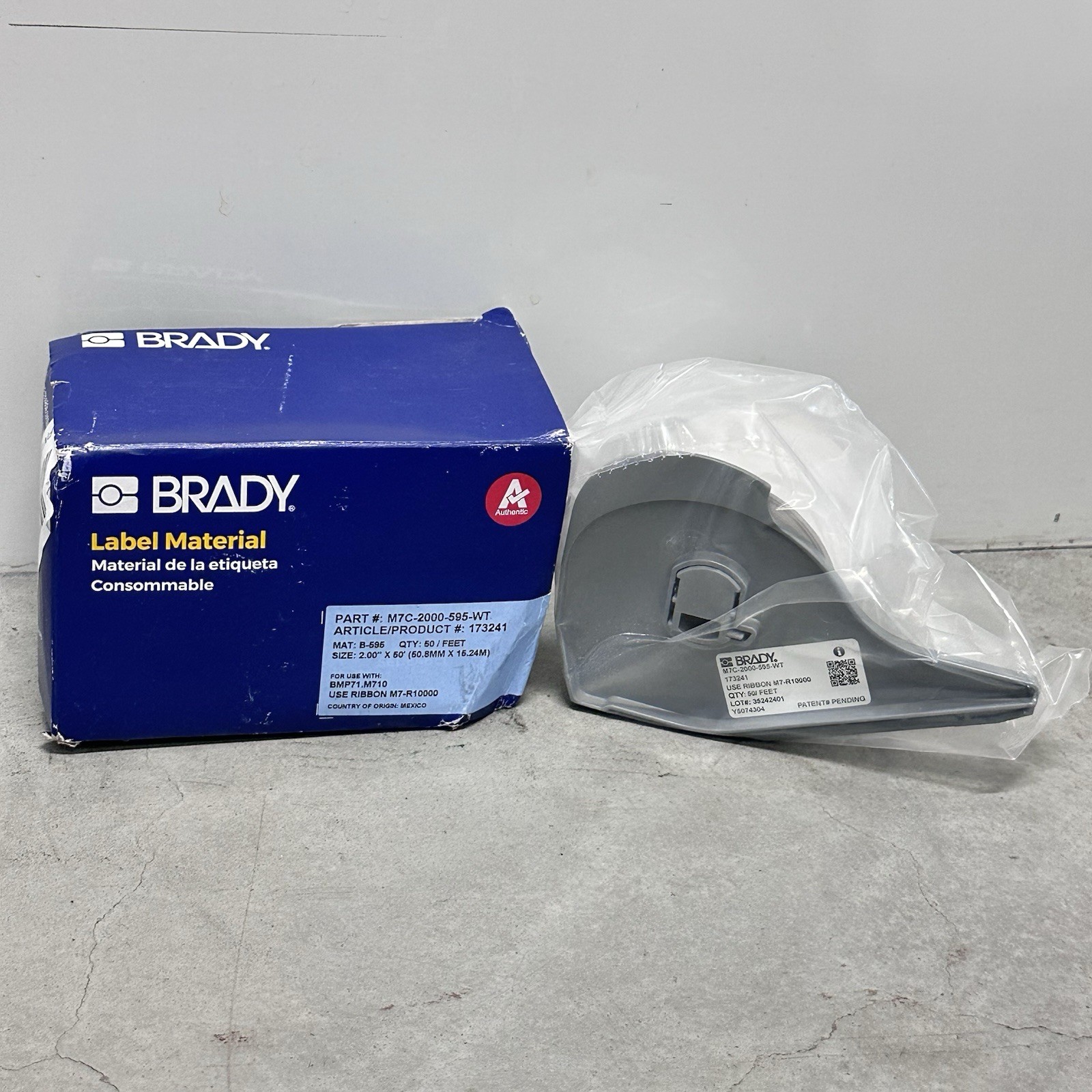 Brady M7C-2000-595-WT White Vinyl Label Tape 2″x50ft BMP71/M710 Blemished Box
