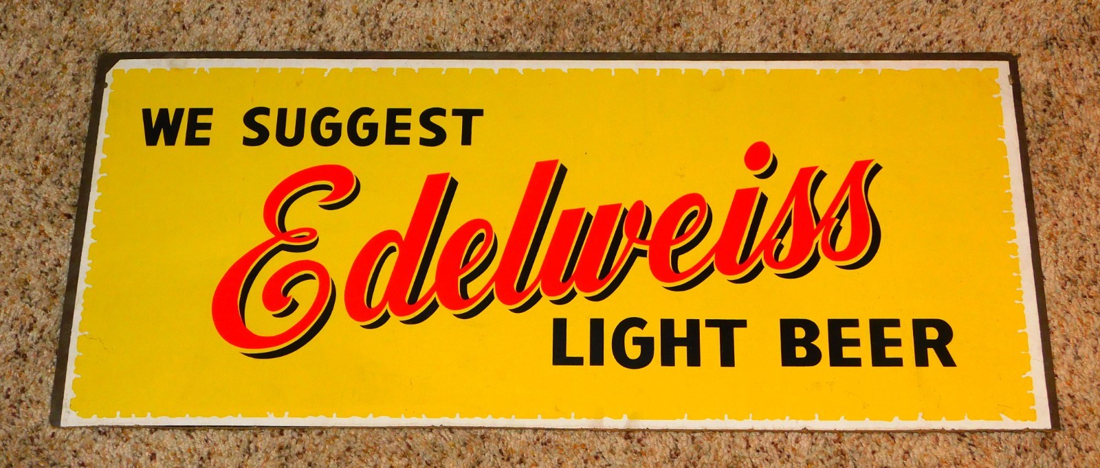 Original Rare 1940s We Suggest EDELWEISS LIGHT BEER Heavy Cardboard 24\