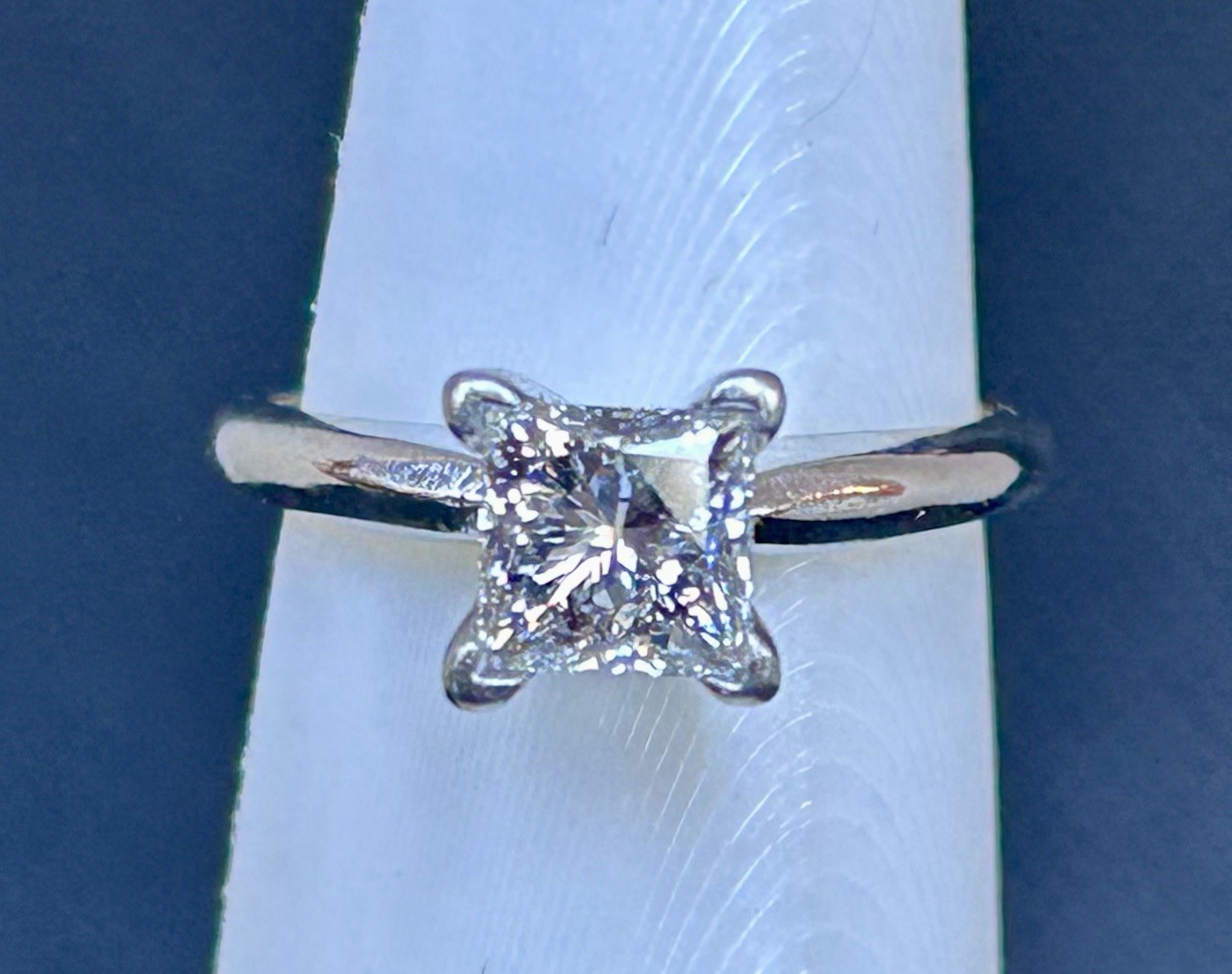 .95 Carat LEO Princess Cut NATURAL Diamond Solitaire Ring 14k White Gold VS1