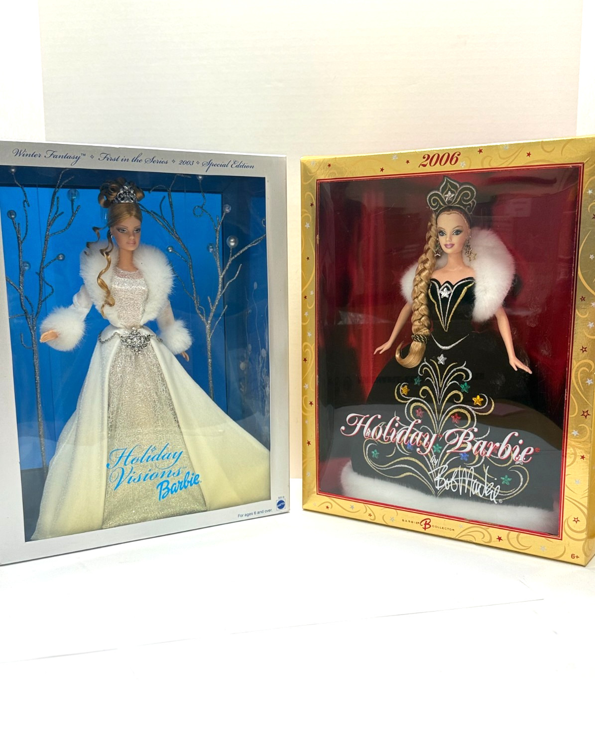 2006 Holiday Barbie Doll by Bob Mackie & 2004 Holiday Visions Winter Fantasy
