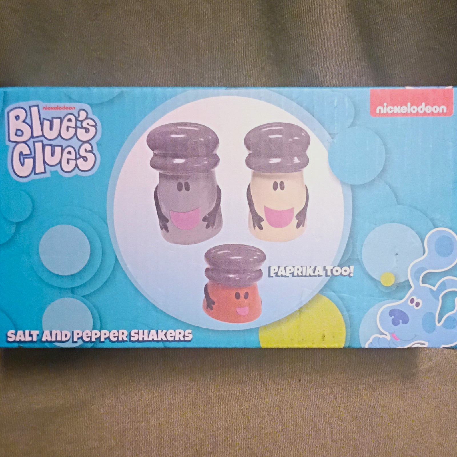 Nickelodeon Blue's Clues 3pc Ceramic Shaker Set Salt Pepper Paprika