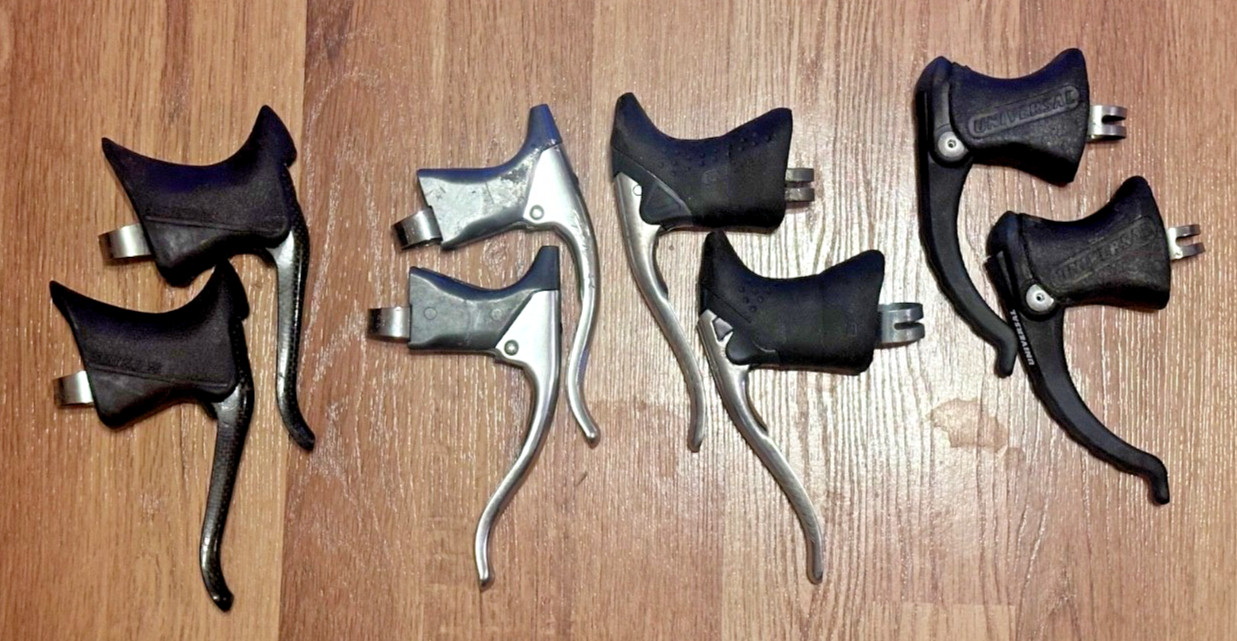Lot 4 Pair Vintage Aero Brake Levers Shimano Sugino Suntour Universal Drop Bar