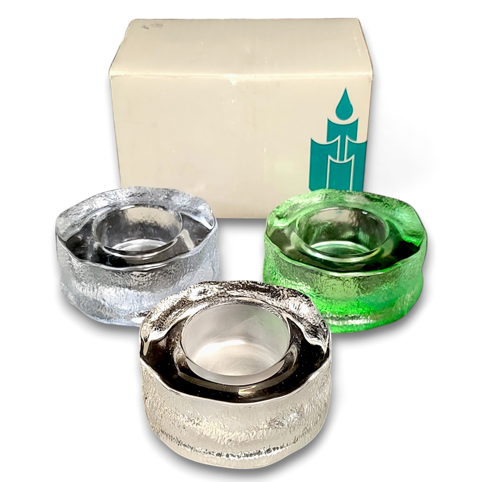 Retired Vintage PARTYLITE Iceland Tealight Candle Holder Trio P7223 Very Heavy