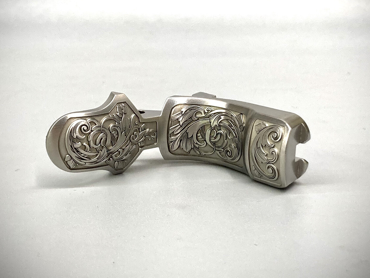 1911 2011 grip safety Engraved stainless  extended beaver tail 250 radius gs