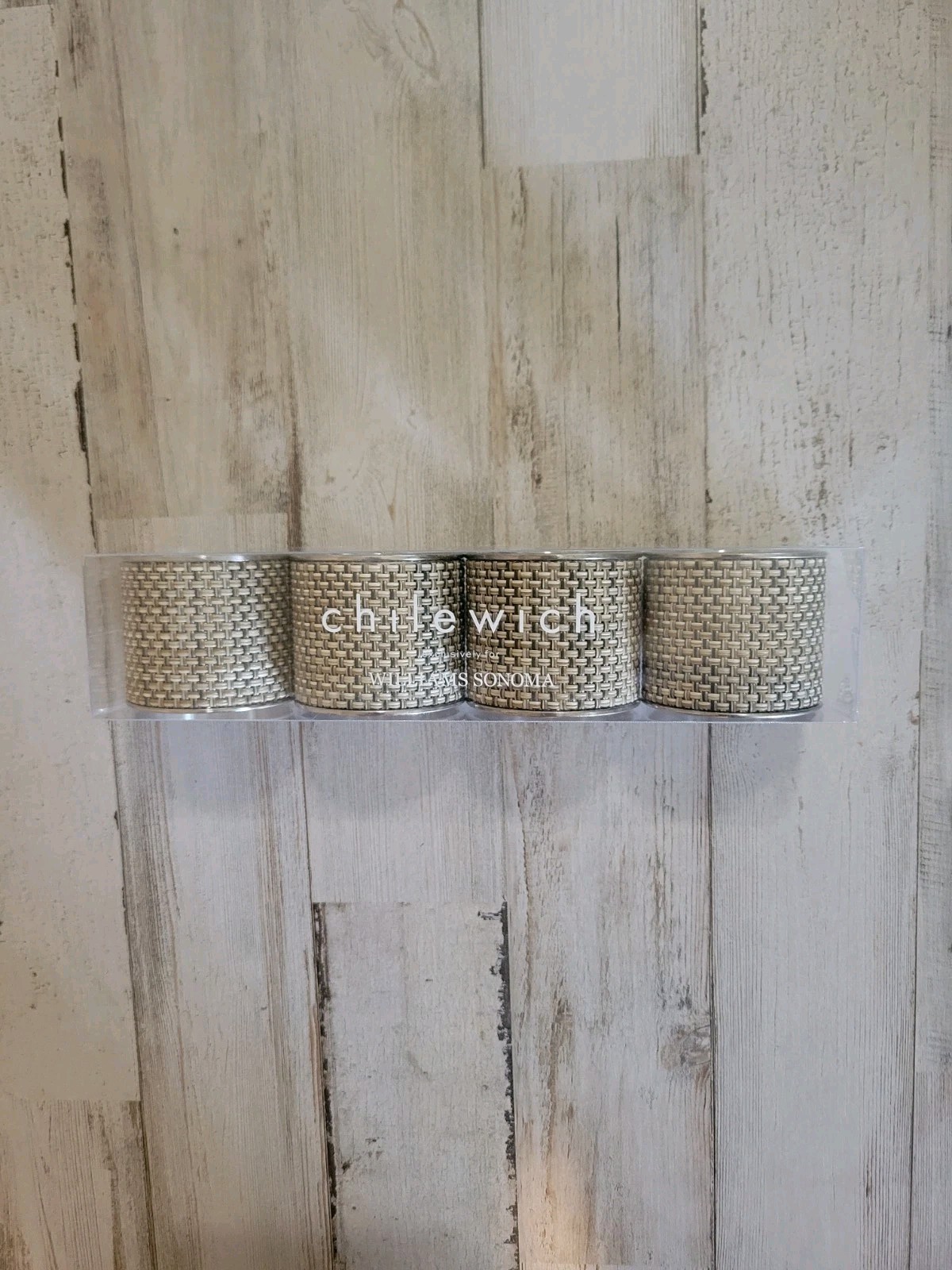 Chilewich Napkin Rings Set 4 Rings - Basketweave Linen