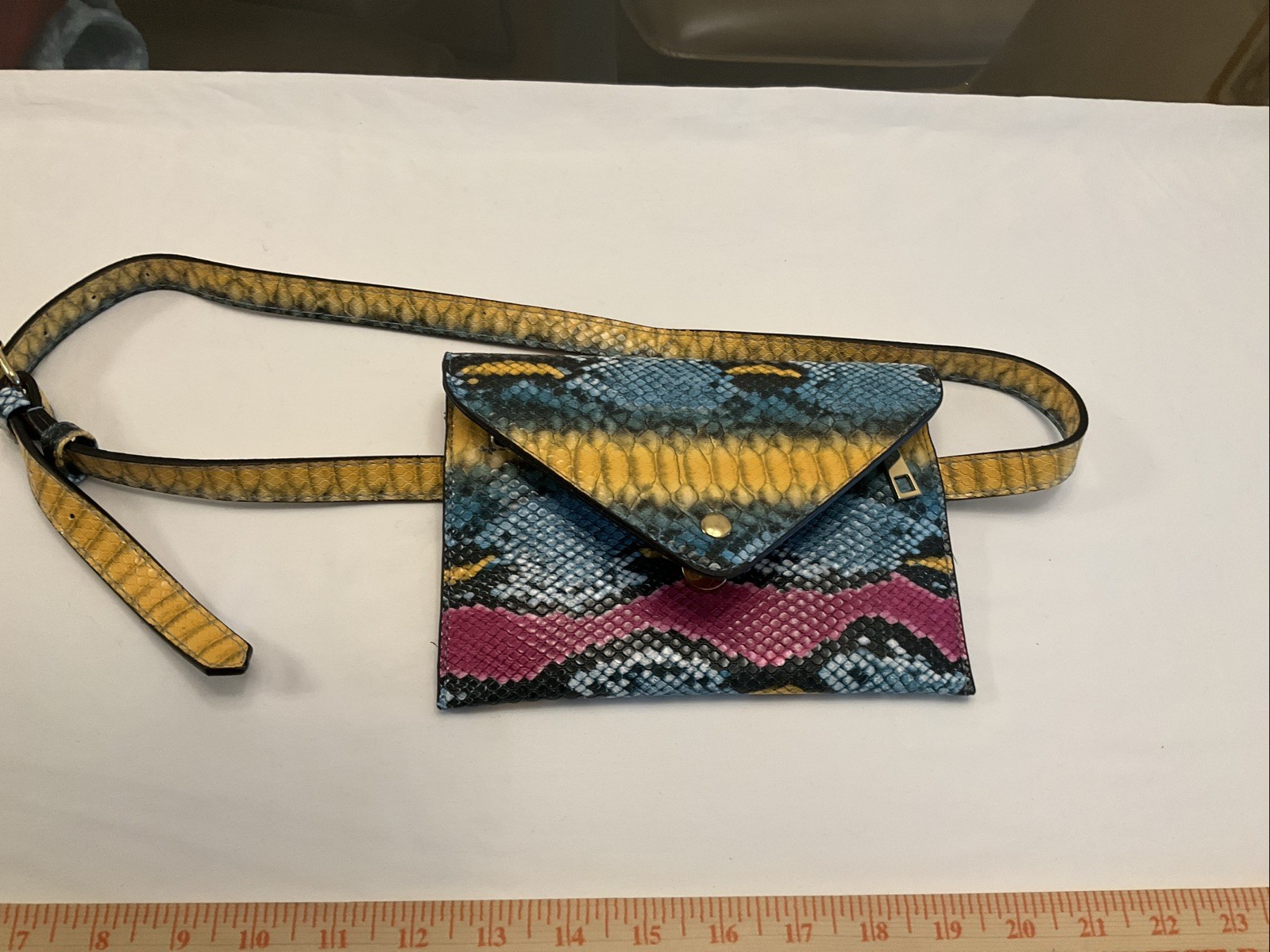 Vibrant Multicolor Faux S SnakeSkin Envelope  Fanny Pack