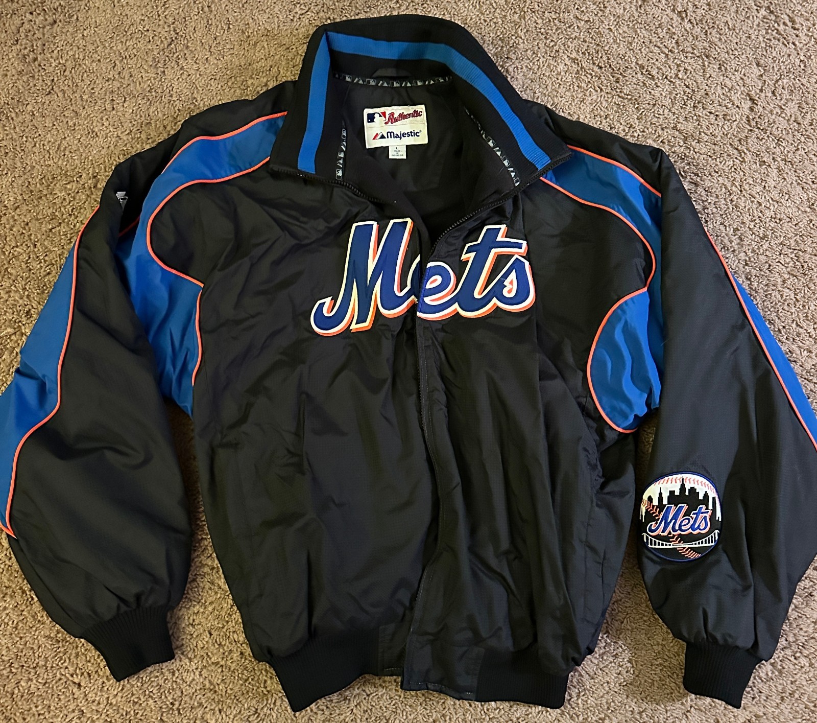 Vintage Majestic New York Mets Dugout Jacket Mens Large Full Zip MLB Black Vintage Majestic New York Mets Dugout Jacket Mens Large Full Zip MLB Black