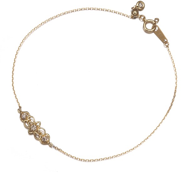 Auth GSTV Bracelet Brown Diamond 0.12ct Openwork 18K 750 Yellow Gold