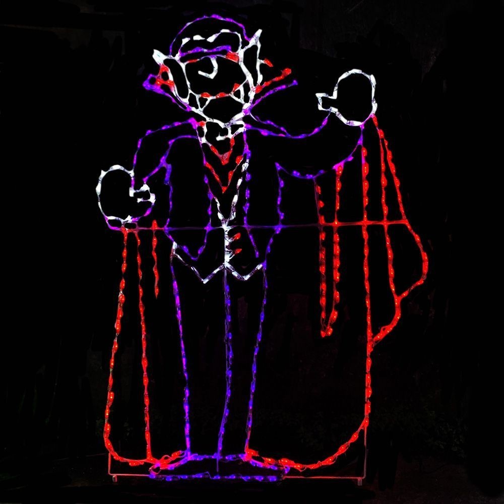 LED Lighted Commercial Quality Dracula Halloween Outdoor Wireframe Yard Art