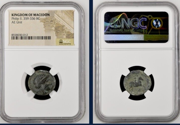 359BC-336BC Greek NGC Genuine Kingdom of Macedon Coin Philip II Apollo Horseman