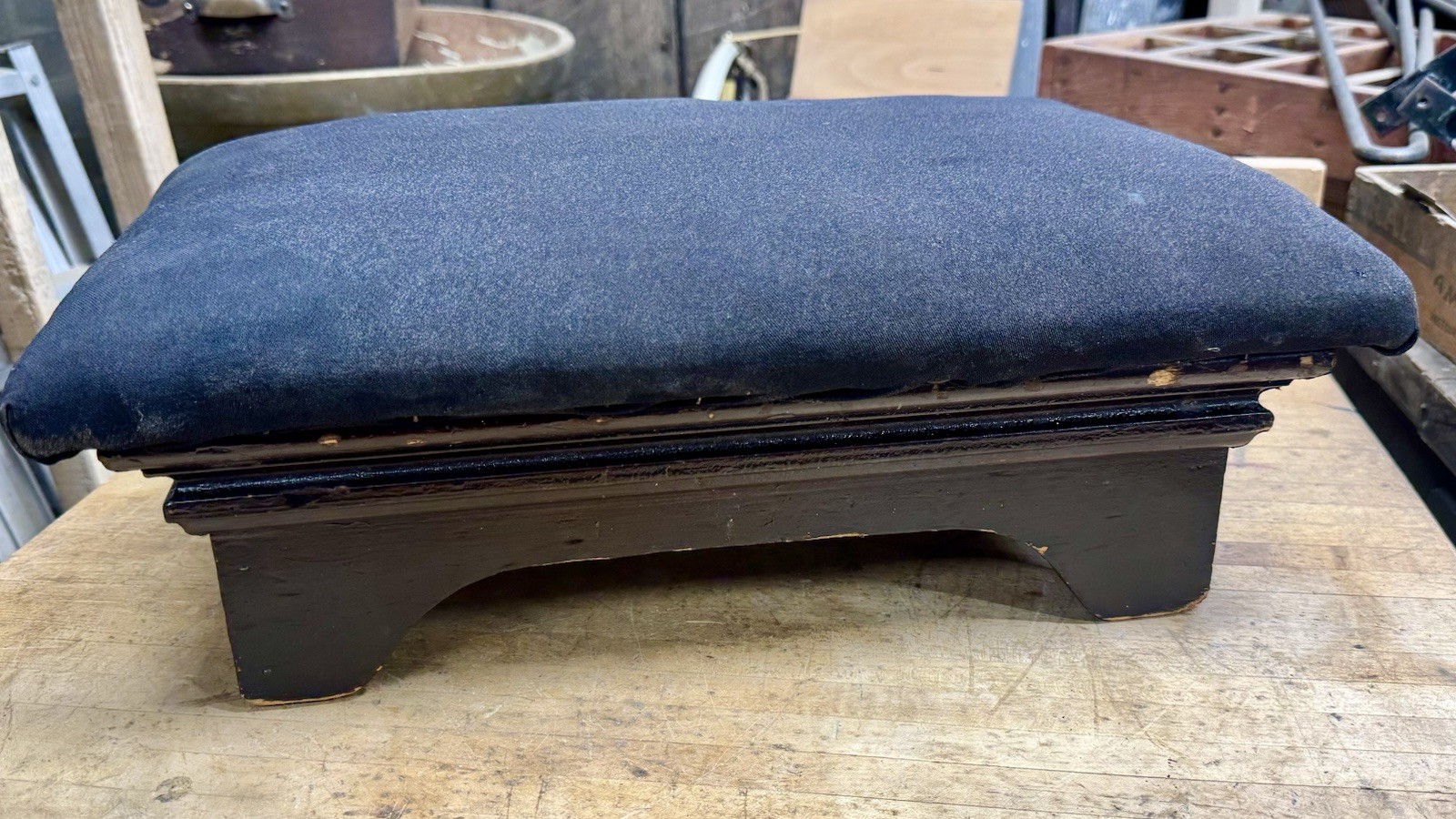 Antique Wood Foot Stool Or Kneeling Bench From The Masonic Lodge