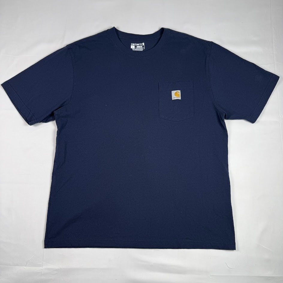 Carhartt Pocket T-Shirt Mens L Loose Fit Navy Blue K87 NVY Short Sleeve Cotton