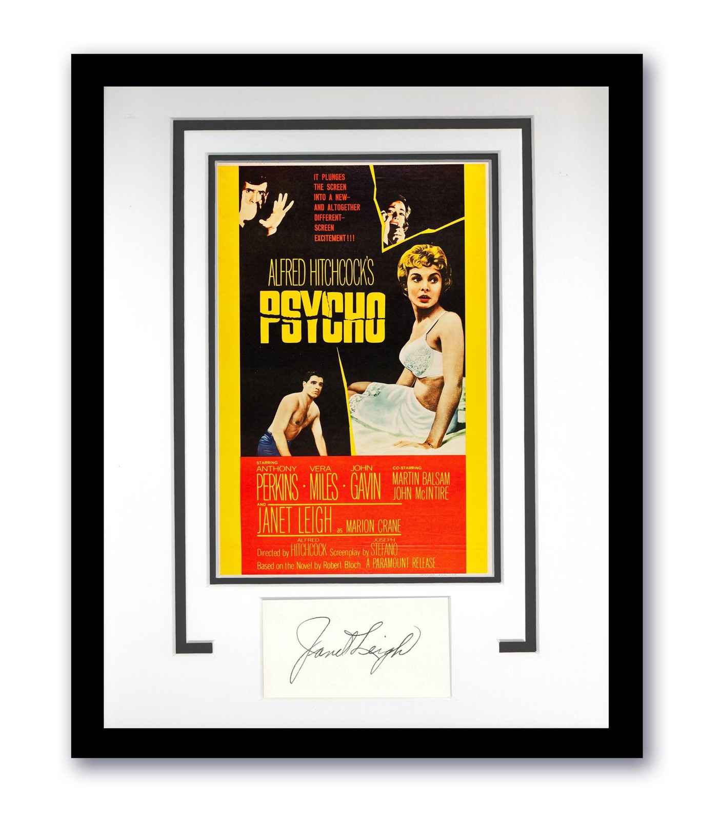 Psycho Janet Leigh Autographed Signed 11x14 Framed Poster Hitchcock Horror ACOA