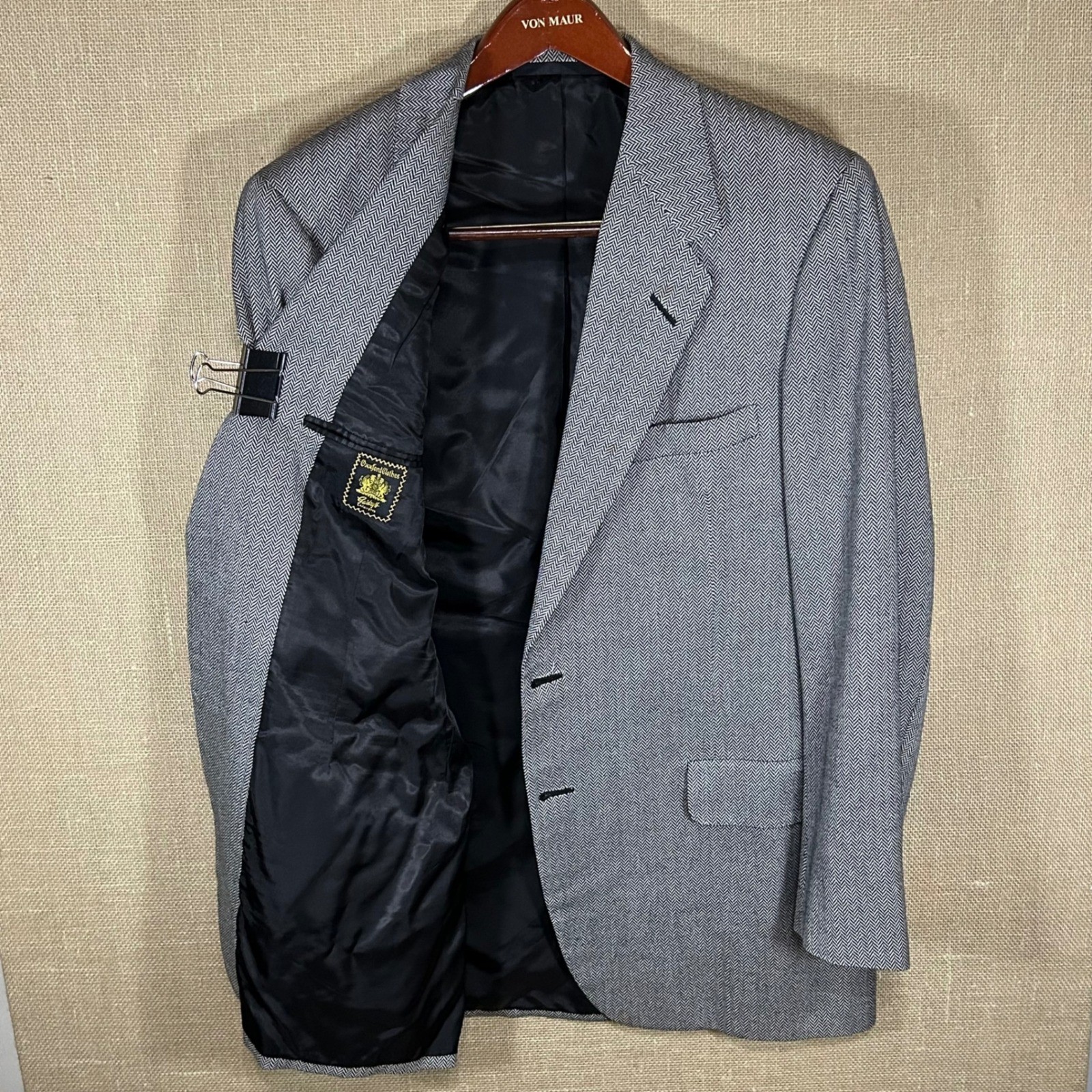 Vtg Oxxford Clothes Cashwool Blazer Jacket Gray Herringbone Gaidry\'s 42R Vtg Oxxford Clothes Cashwool Blazer Jacket Gray Herringbone Gaidry\'s 42R
