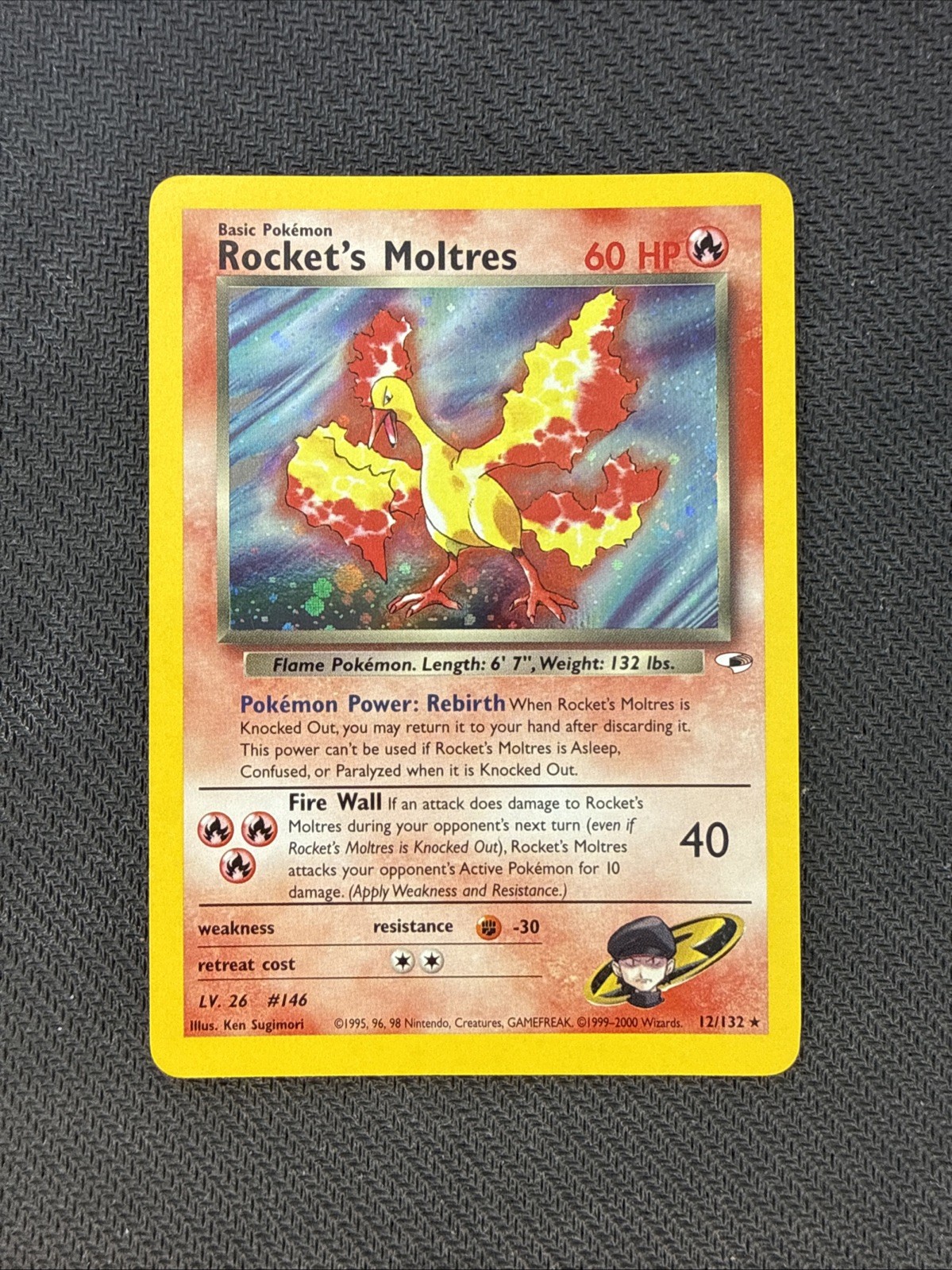 2000 Pokemon Gym Heroes Rocket\'s Moltres #12/132 Holo Rare English LP/MP 2000 Pokemon Gym Heroes Rocket\'s Moltres #12/132 Holo Rare English LP/MP