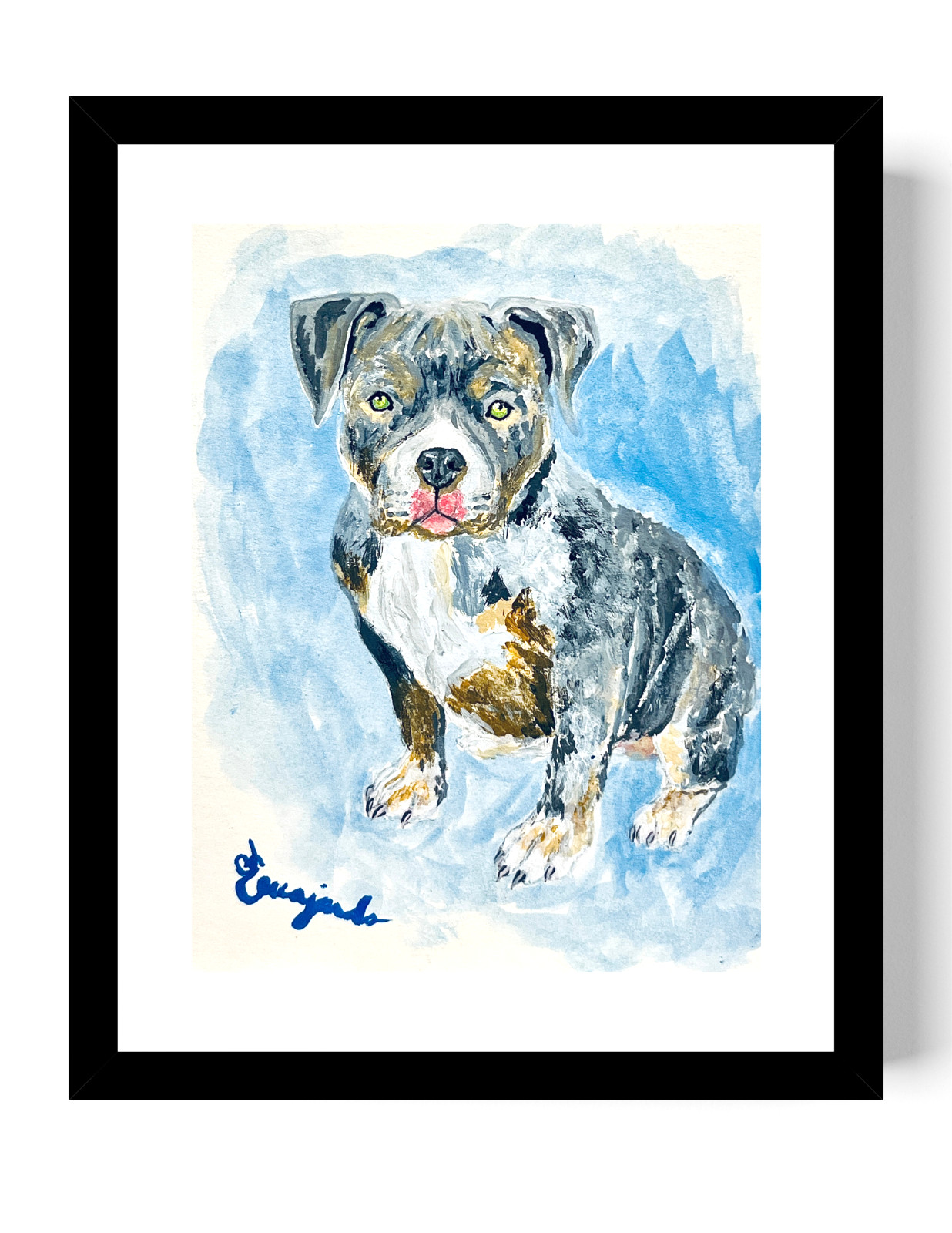 Guajardo Art Original Dog 5X4 Realism Watercolor Paper Signed Art