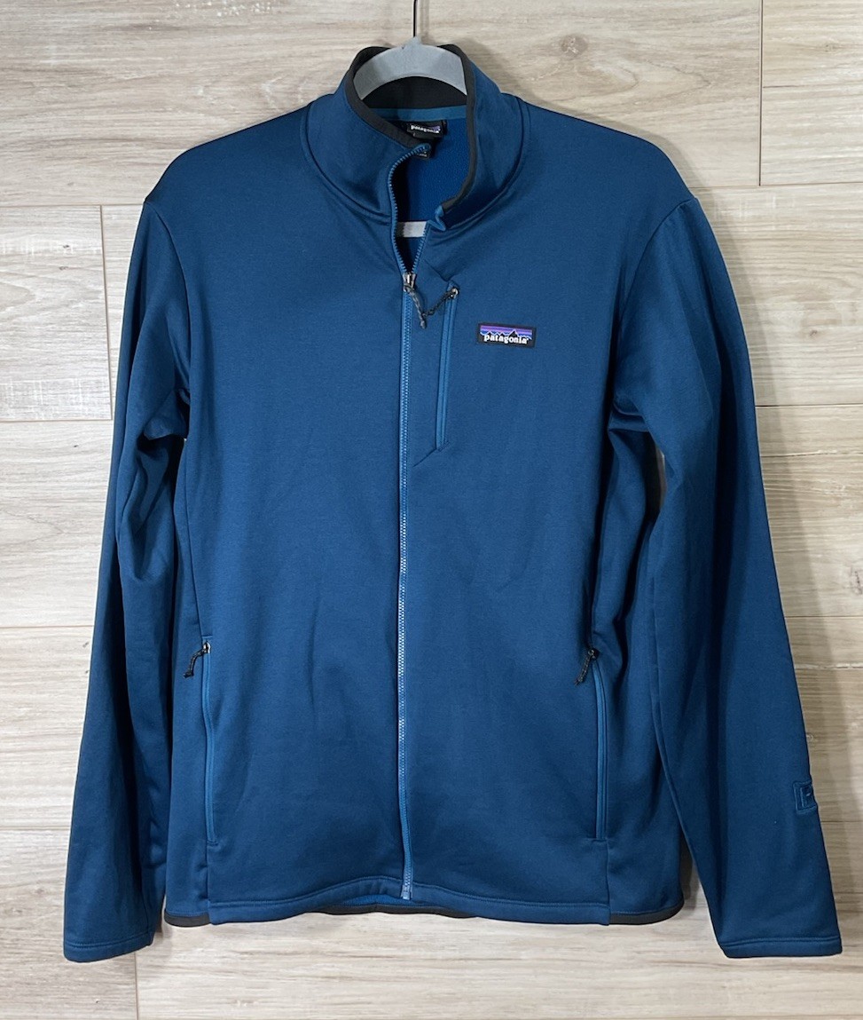 Patagonia R1 Daily Jacket Full Zip Black Fleece Lined Logo Stretch Mens M Patagonia R1 Daily Jacket Full Zip Black Fleece Lined Logo Stretch Mens M