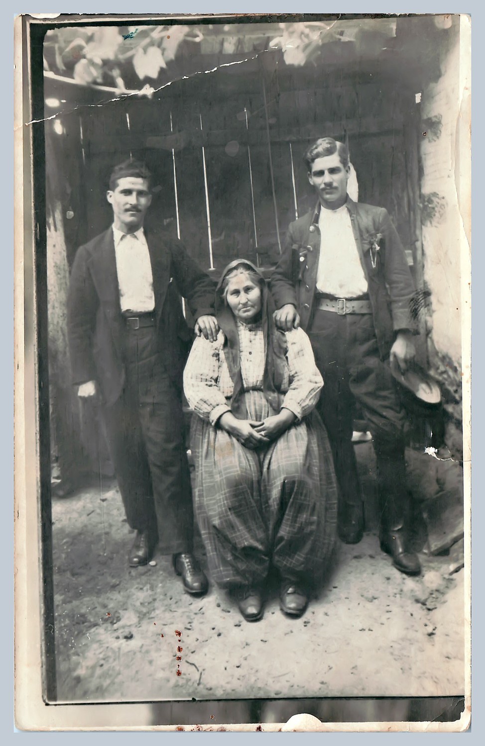 1925 RPPC Greece Greek Family Mother Sons Traditional Dress Photo Postcard -607