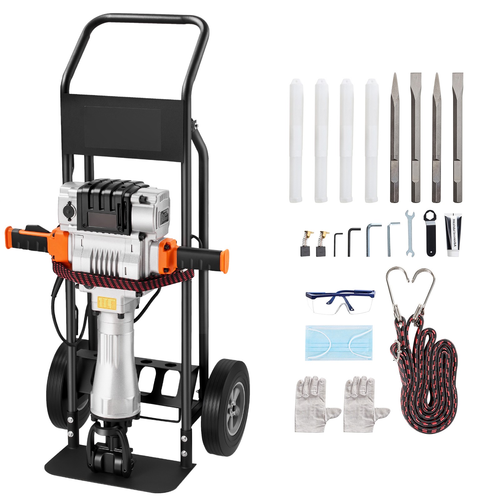 Uimoso Electric Demolition Jack Hammer Concrete Breaker 2100W 1650 with Trolley Uimoso Electric Demolition Jack Hammer Concrete Breaker 2100W 1650 with Trolley