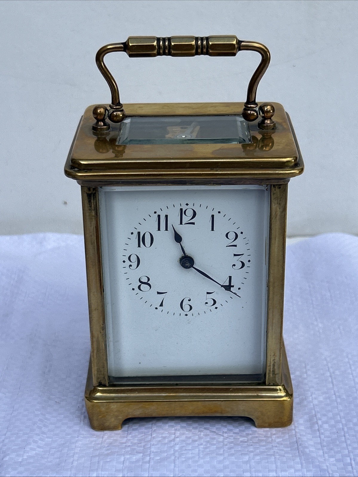 Antique Brass French Style Carriage Clock Made In Switzerland.