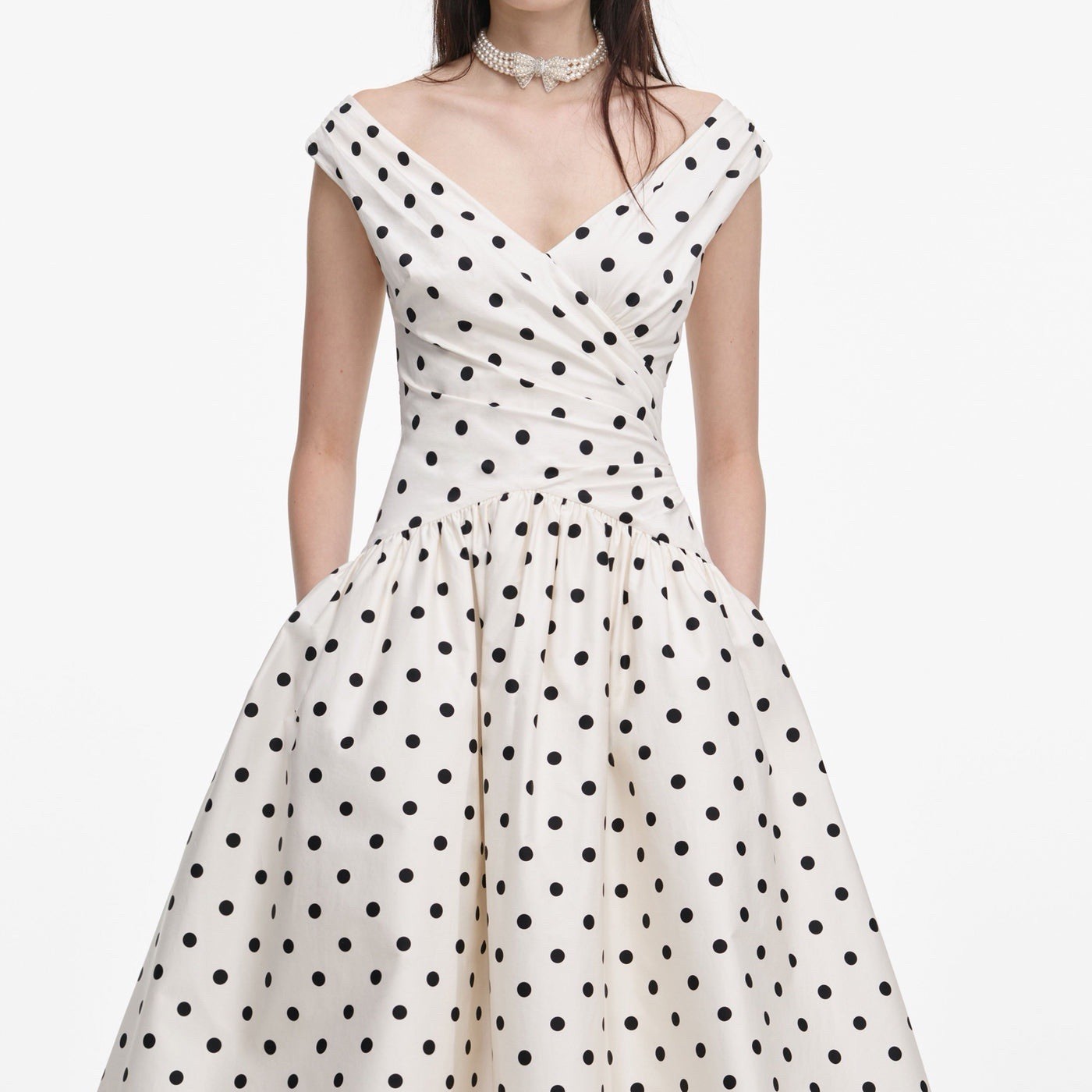self portrait DRESS CREAM POLKA DOT COTTON MIDI $ 690 Size US 8 UK 12