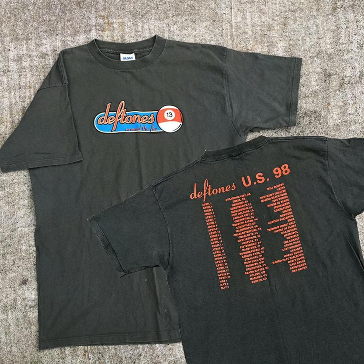 Vtg Deftones Around The Fur tour 1998 T-shirt 2 side black tee NH15142