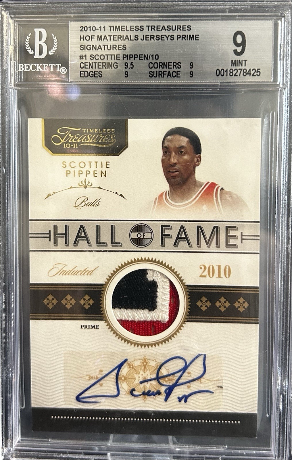 2010-11 Timeless Treasures HOF Scottie Pippen #1 Materials Prime Signatures /10 2010-11 Timeless Treasures HOF Scottie Pippen #1 Materials Prime Signatures /10