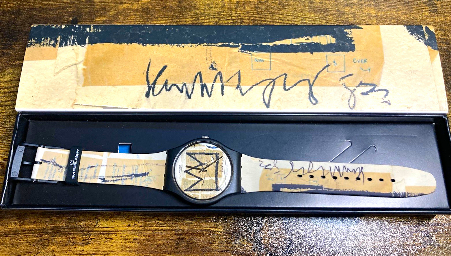 Swatch x Jean-Michel Basquiat Untitled (Crown) Quartz Analog 34mm Box