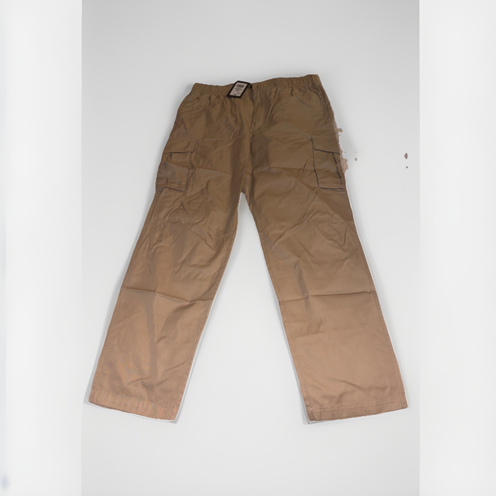 CSG Men\'s Beige Cargo Pants L Regular Standard Fit Tapered Elastic SALE