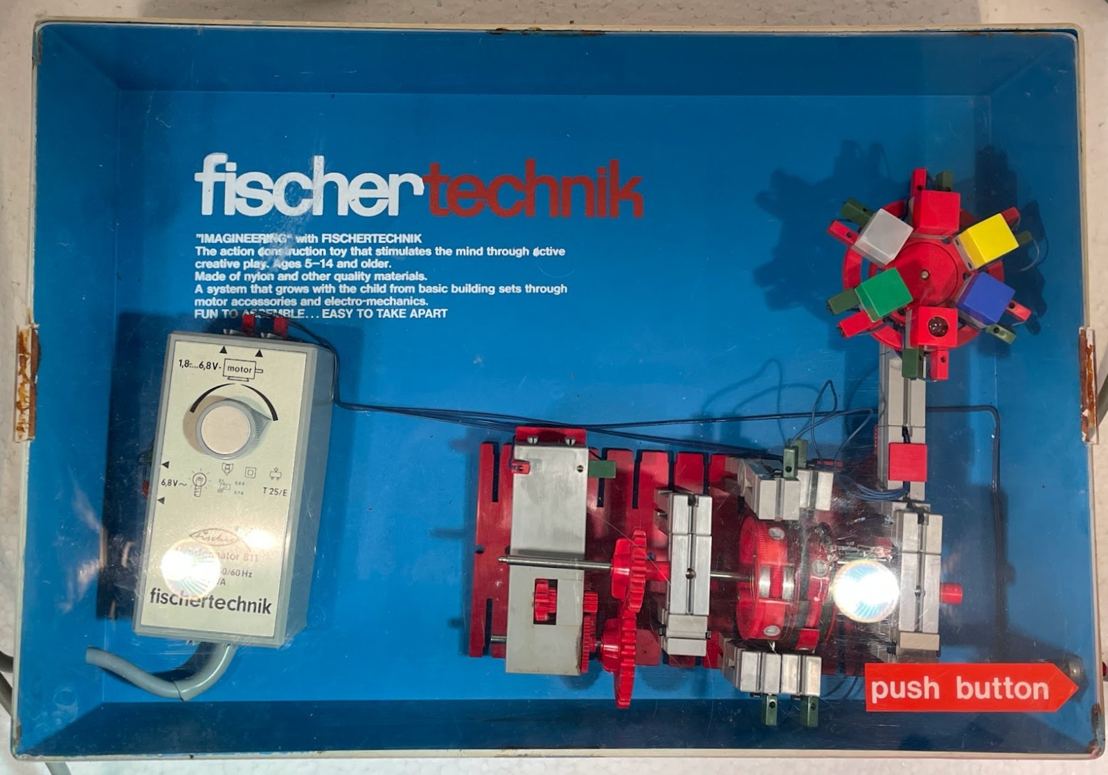 Vintage Fischer Technik Store Display in Case with Motor RARE